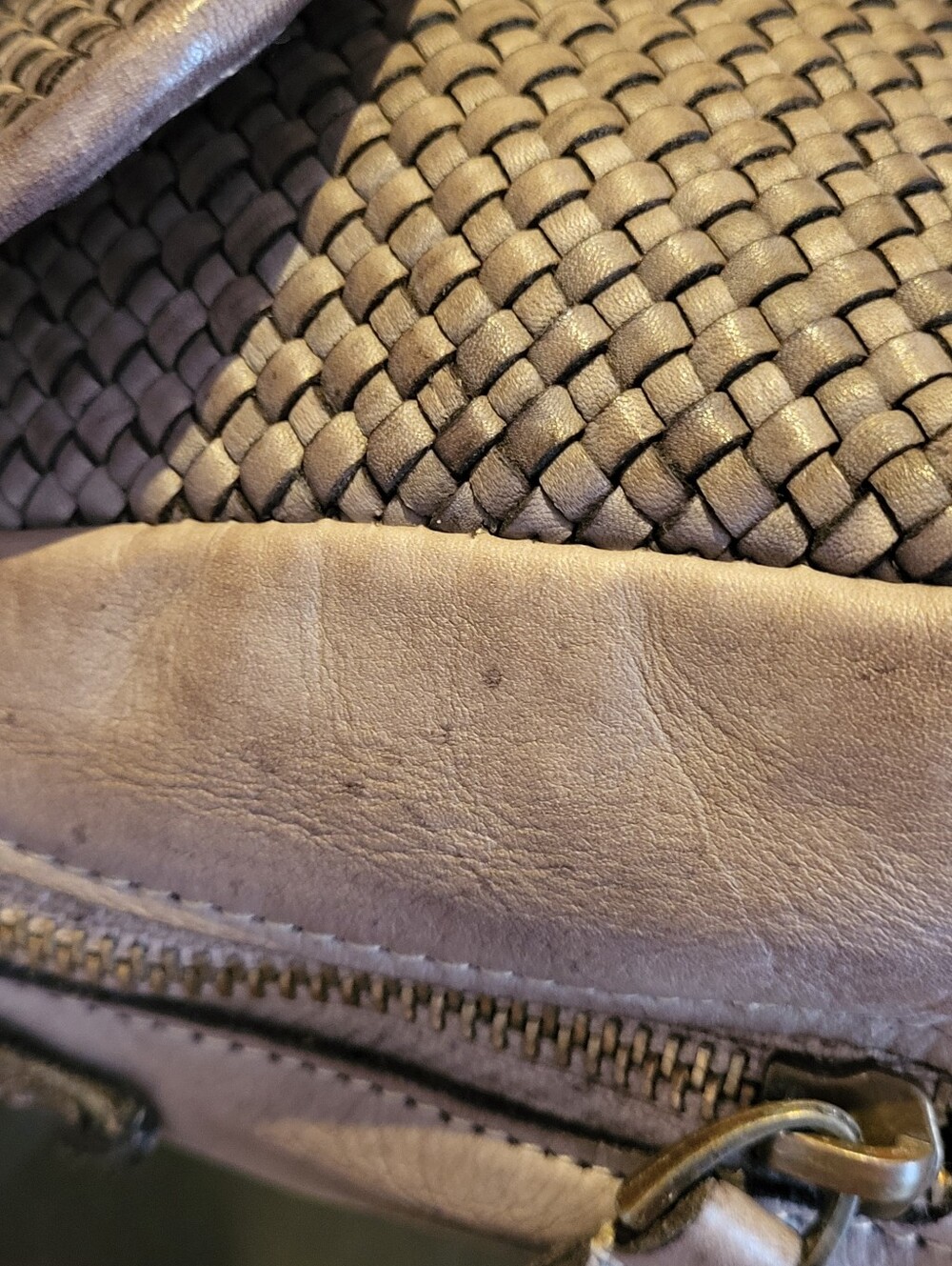 Bolsa Nova Lilly Mini Bag Mushroom Woven Leather Made In Italy - Picture 12 of 14